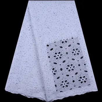 

Pure White Swiss Voile Lace In Switzerland High Quality African Dry Lace Fabric With Stones For Nigerian Every Dress Party F1654