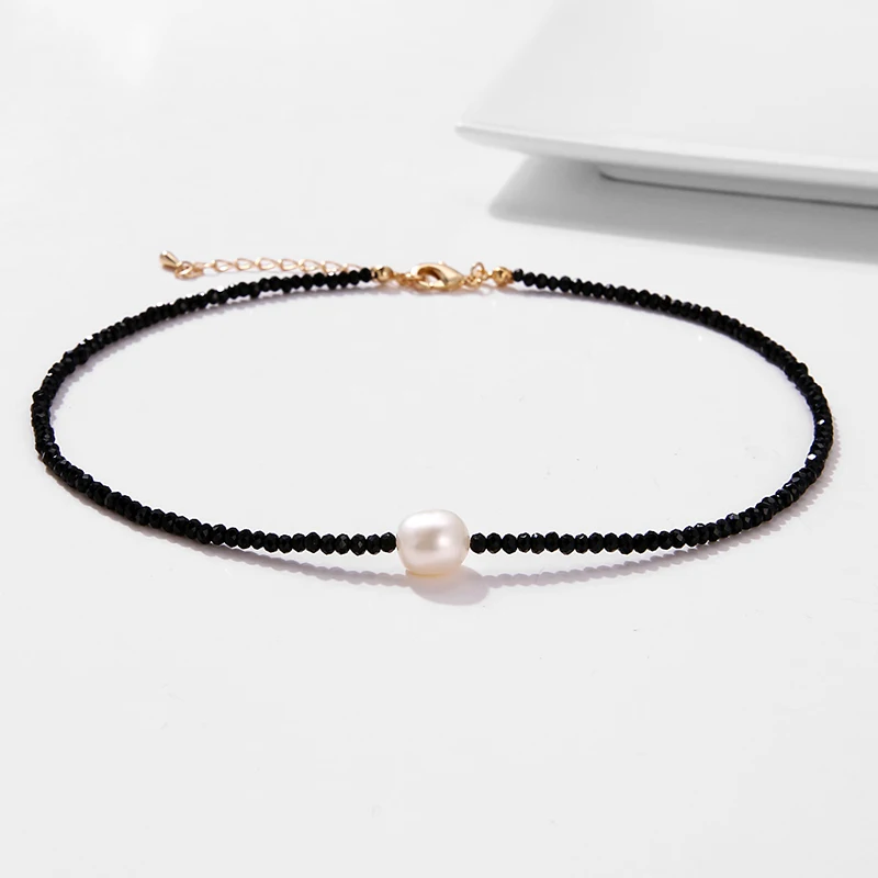 Yhpup Трендовое темпераментное Кристальное ожерелье из натурального жемчуга ручной работы элегантное простое дизайнерское массивное ювелирное изделие для женщин вечерние