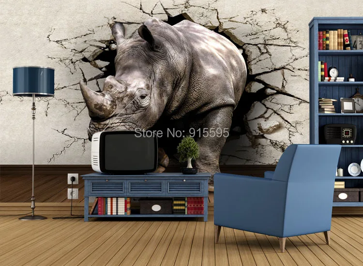 3D реалистичные Настенные обои с животными, индивидуальные носороги, Лев, слоны, Нетканая ткань, Настенная роспись, новые фотообои, домашний декор