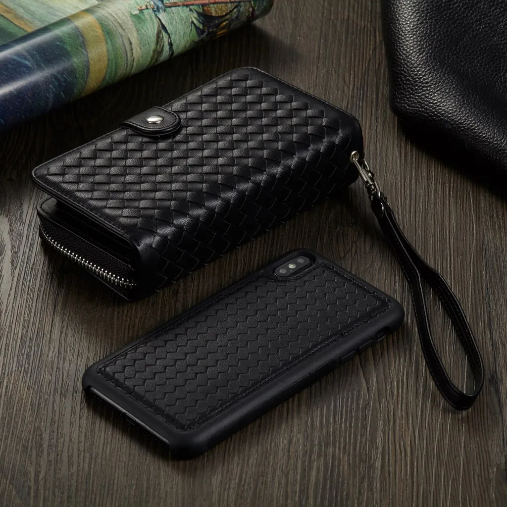 Для IPhone XR Cartera de cuero dela PU de la caja del telefono застежка-молния сплит-кобура Многофункциональный чехол для мобильного телефона# G4