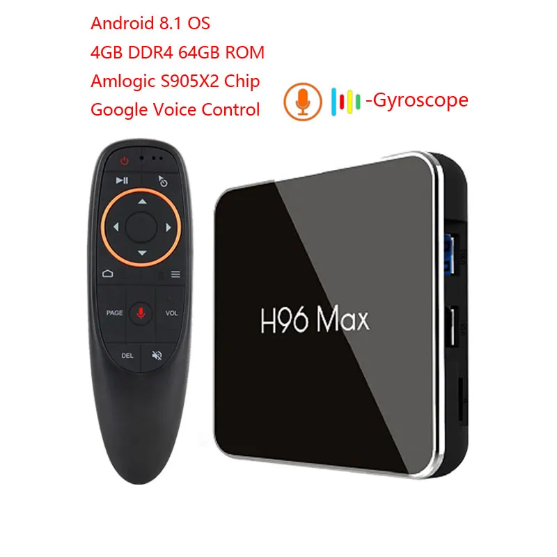 H96 MAX X2 Amlogic S905X2 четырехъядерный Смарт ТВ приставка 2,4g+ 5,8g двойной WiFi Android 8,1 ТВ приставка 4 Гб ram 64 Гб/32 ГБ rom телеприставка - Цвет: 4GB 64GB TV BOX G10