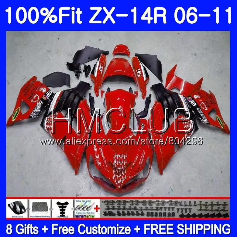

Injection For KAWASAKI NINJA ZX 14R ZX14R 06 07 08 09 10 49HM.11 ZZR1400 ZX-14R Red black 2006 2007 2008 2009 2010 Fairings