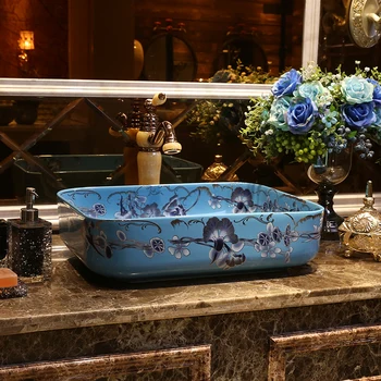 

European-style Ceramic Washbasin Art Rectangular Washbasin Household bowl ceramic Wash basin bathroom sink