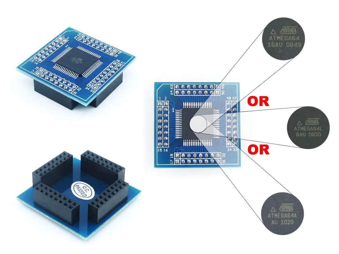 ATmega64 доска ATmega64A ATMEL макетная плата AVR комплект+ 2 шт. ATmega64A-AU ядер = Waveshare STK64+ премиальное качество