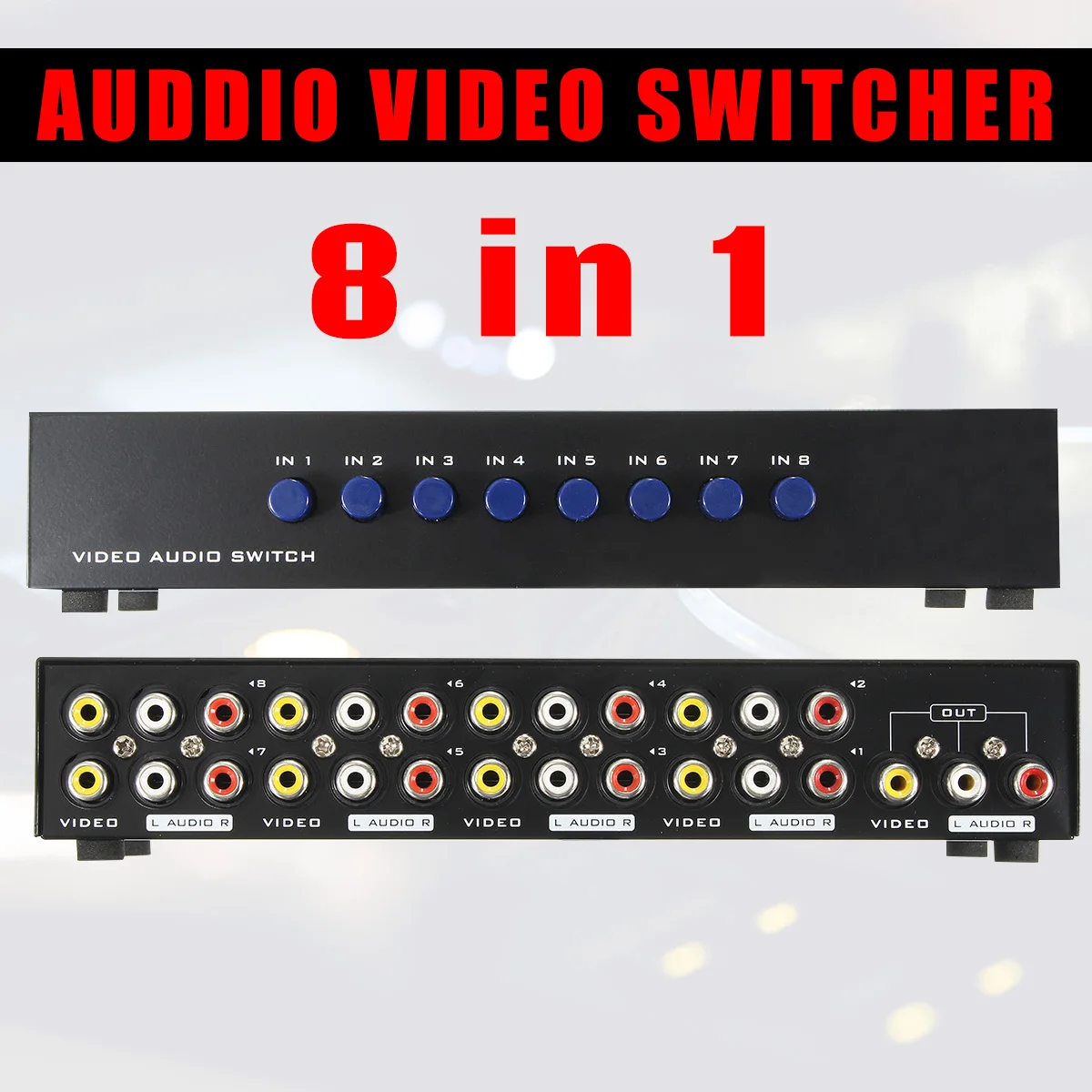 AV Switch Box 8 Ports Composite 3 RCA Video Audio AV Switch Switcher Box Selector 8