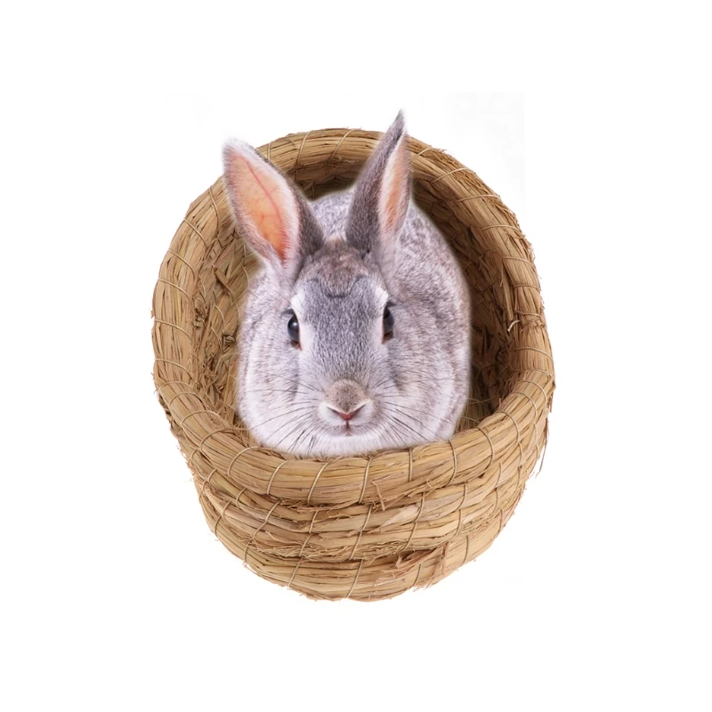 Домашнее гнездо Тканое натуральная солома хомяк кролик морские свинки теплый дом клетка ручной работы