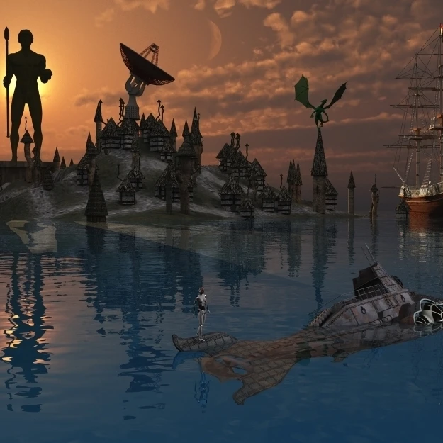 Artist's concept of a dimensional time warp where objects disappear Poster Print (35 x 22)