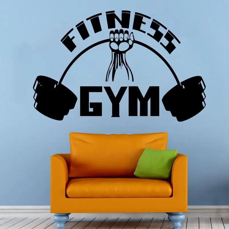 Gym Sticker Barbell Fitness Decal Body building Posters Vinyl Wall