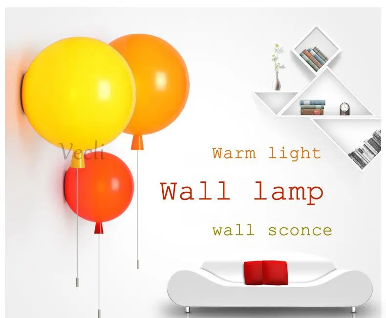 Luminária de Parede com Balões Luminária de Parede Moderna para Quarto Iluminação de Cabeceira Sutiã de Parede Coloridos Acrílica Infantil Varanda 20cm 4 High Quality Luzes e Iluminação