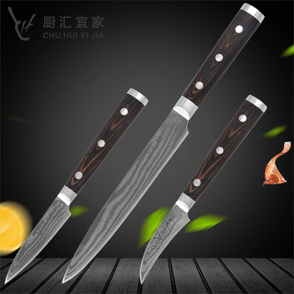 

Damascus Knives 8" Chef Carving Knife High Carbon Japanese Damascus Fishing Sushi Knife Vegetable Fruit Paring Kitchen Knife Set