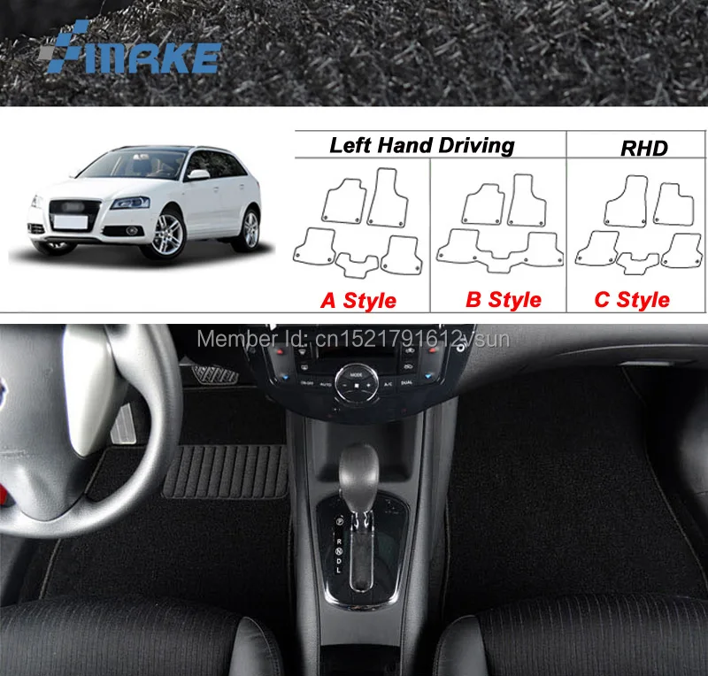 

smRKE For Audi A3 2007-2011 Car Floor Mats Carpets Customized Antiskid Hydrophil Fiber Front & Rear Full Set LHD RHD