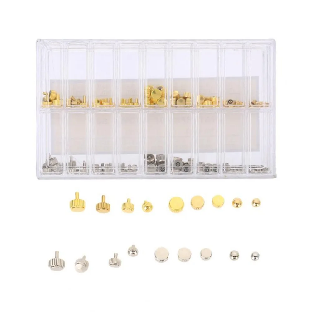 140pcs Watch Crown Parts Replacement Assorted Dome Flat Head Watch Accessory wholesale 4