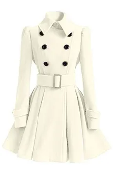 

New Casual Fashion Turn-down Collar Loose Full Sleeve Coat Double Breasted Solid Hot Sale Female Elegance Wool & Blends