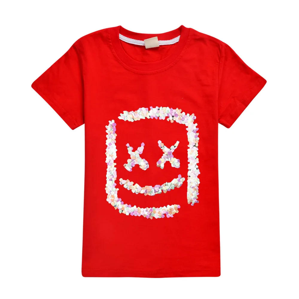 Modis dj marshmello Kids t shirts hoodie clothes Child Black New summer top Short Sleeve T-shirt for Girls Boys 100%cotton
