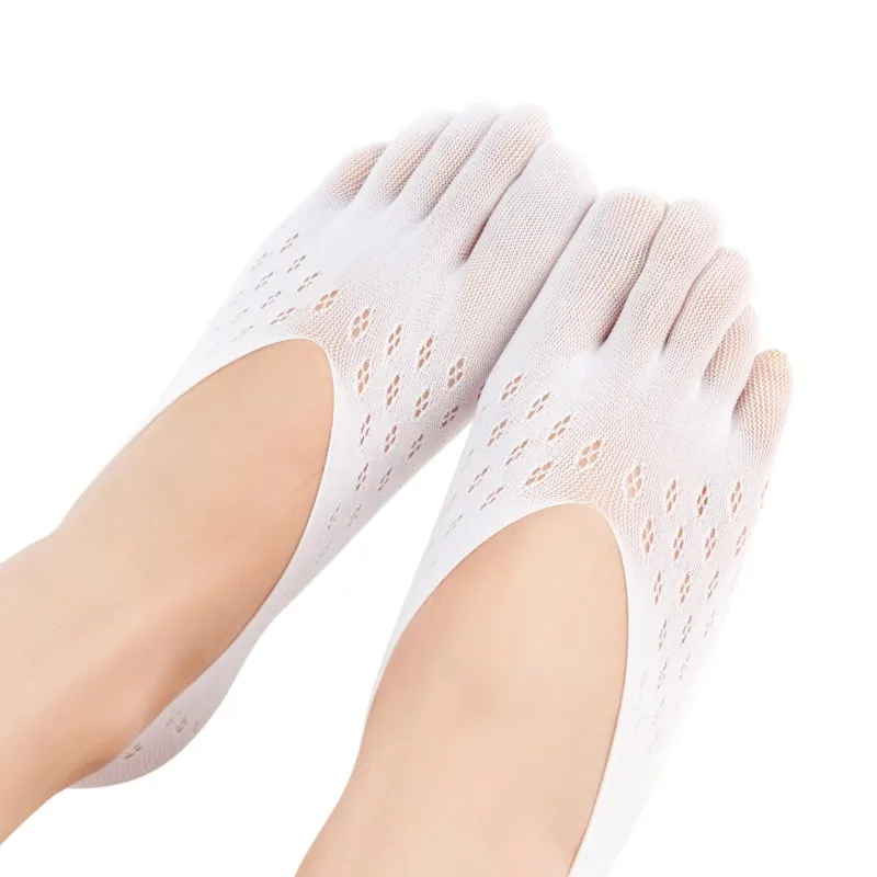 Женские бархатные сливовые Носки дышащие тапочки сетчатые невидимые неглубокие силиконовые носки-башмачки носок с пятью пальцами Тапочки