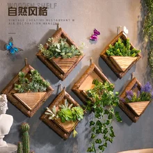 Творческое, настенное деревянные ящики для цветов с пеньковой веревкой с цветком декоративные подвесные корзины сад ресторан домашний декор