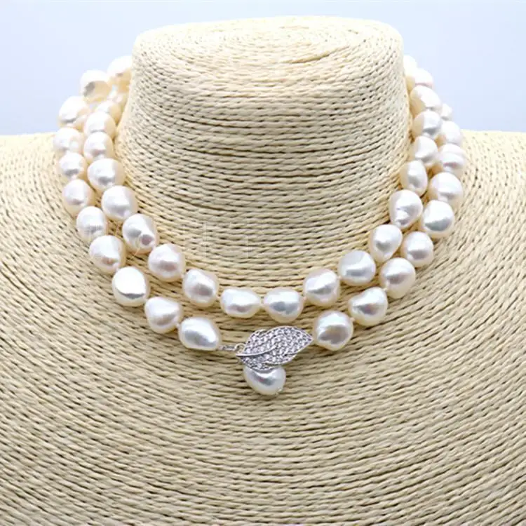 

natural potato style south seas white pearl necklace 38 inch silver clasp