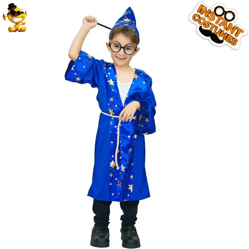 

DSPLAY High Quality Kids Harry Potter Costume Cute Blue Magic Boy Cartoon Movie Character For Halloween Christmas Carnival Party