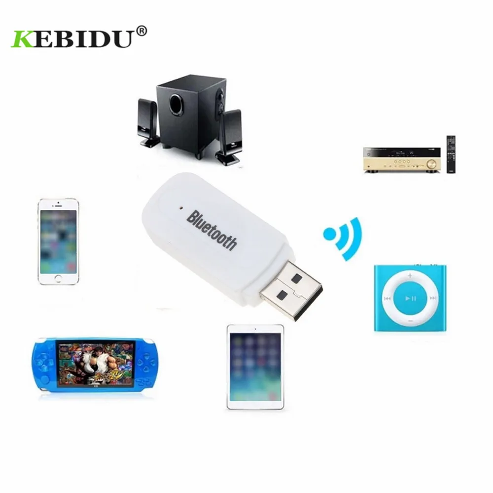 Kebidu Bluetooth приемник A2DP Ключ Музыка Аудио беспроводной USB адаптер для автомобиля AUX Android/IOS мобильный телефон 3,5 мм разъем