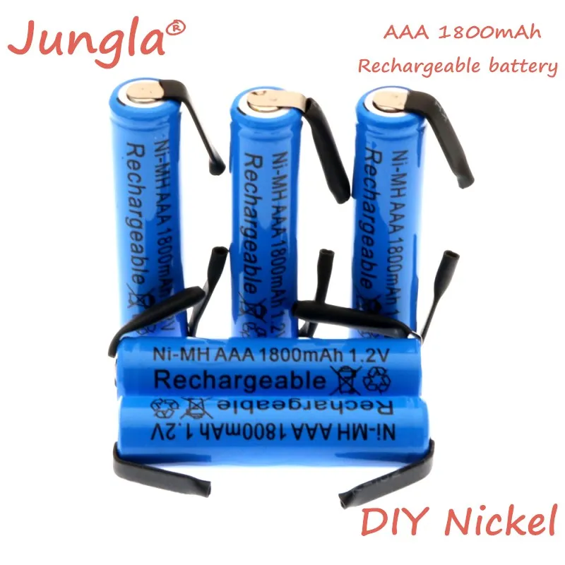 

2019 AAA Ni-Mh 1.2V AAA rechargeable battery cell 1800mah with welding tabs Braun electric shaver razor toothbrush