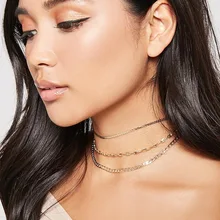 

New hot Multi-layer Circle Chain Necklace Women's Three Combination Chain Alloy Jewelry