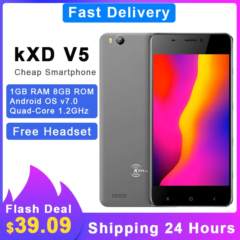 Дешевые KENXINDA V5/V6 Android 7 0 смартфон 1 Гб Оперативная память 8 ГБ Встроенная SC7731C 4 ядра