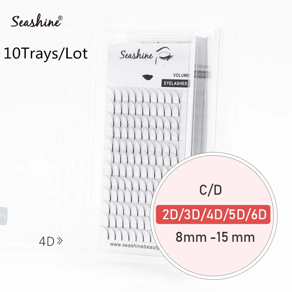 Volume de Grande Volume de Fãs Extensões do Chicote Bandejas Premade Cílios Artesanal Russa Curto Pré Espalharam Transporte Eyelashesfree 10 Fãs