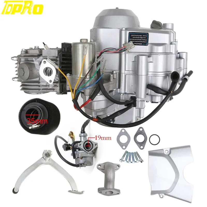 TDPRO motocicleta 125cc Motor eléctrico Semi automático + carburador + filtro de aire 4 tiempos ATV Quad Pocket Pit Bike arranque eléctrico