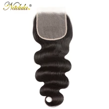 Игрока Nadula волос 5x5 кружева закрытие Brazilan волнистые волосы, для придания объема волос Плетение из прозрачного кружева/средней длины коричневого цвета застежка Remy человеческие волосы