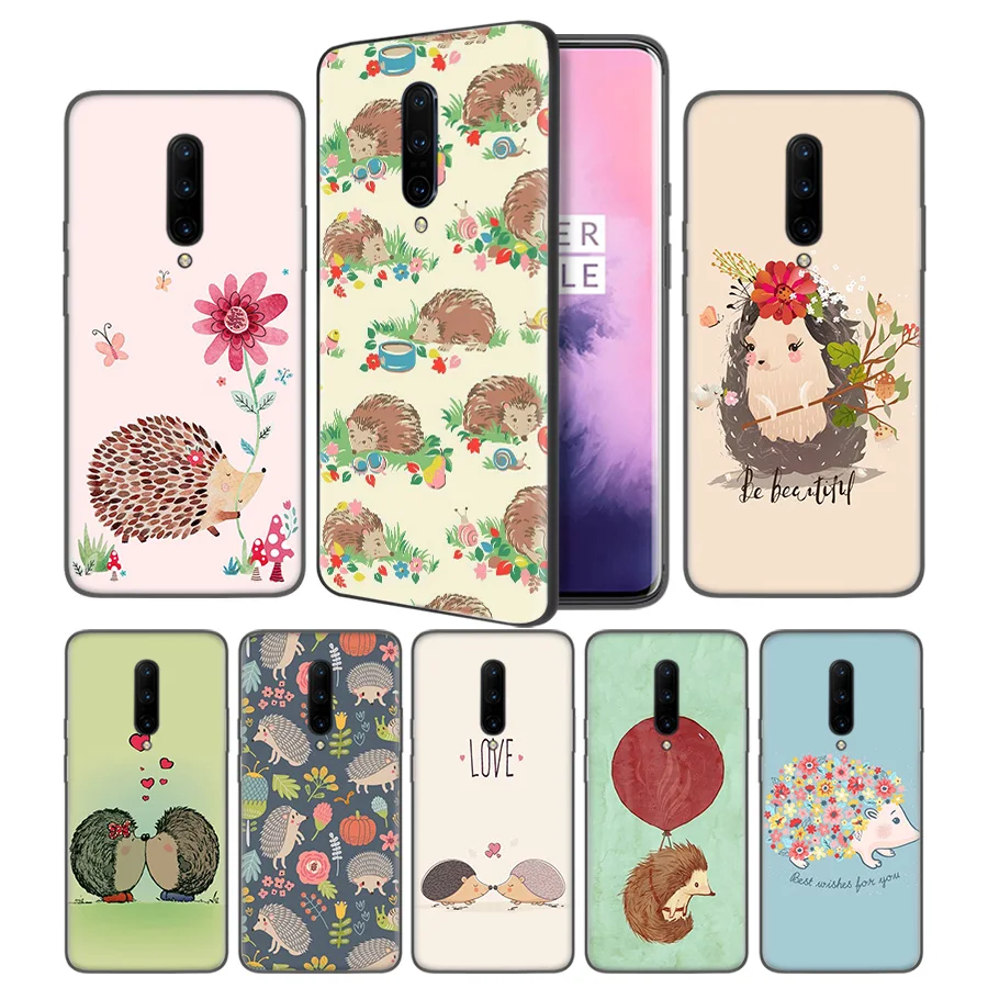 Hedgehog Cute Soft Black Silicone Case Cover for font b OnePlus b font 6 6T font
