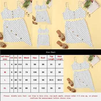 

Women 2 Pieces Bodycon Polka Dot Tank Top and Skirt Set Bandage Club Party Dress