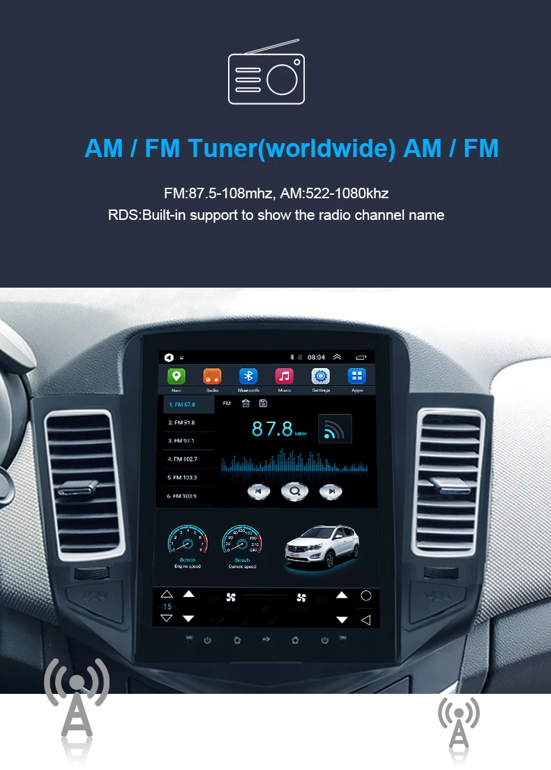 CarPlay автомобильный Android8.1 мультимедийный плеер радио для Chevrolet Malibu 2010- gps навигация вертикальный экран