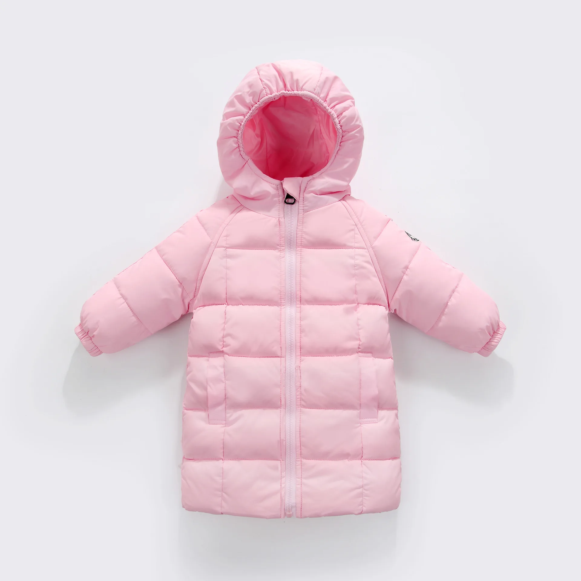 

2018 baby boy girl winter down ourerwear Korean version of the solid color long down coat hooded warm outerwear coat