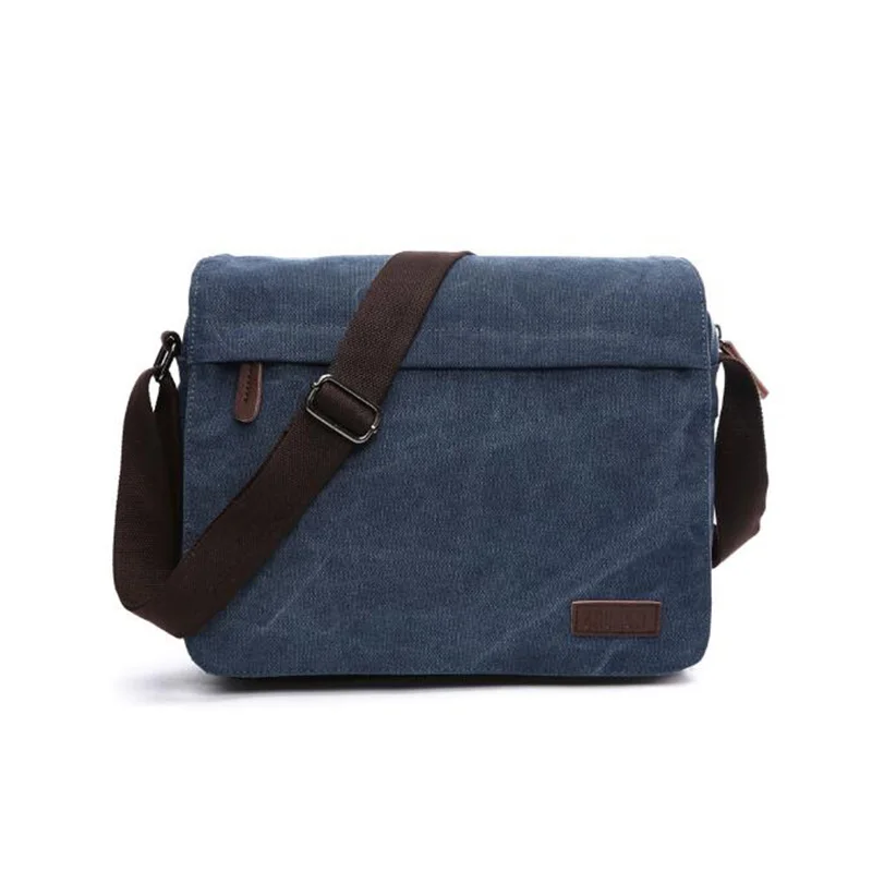 Новинка, Мужская парусиновая полиэфирная Повседневная однотонная сумка на молнии с клапаном на одно плечо, сумки-мессенджеры, уличная школьная сумка через плечо, сумка - Цвет: Dark blue
