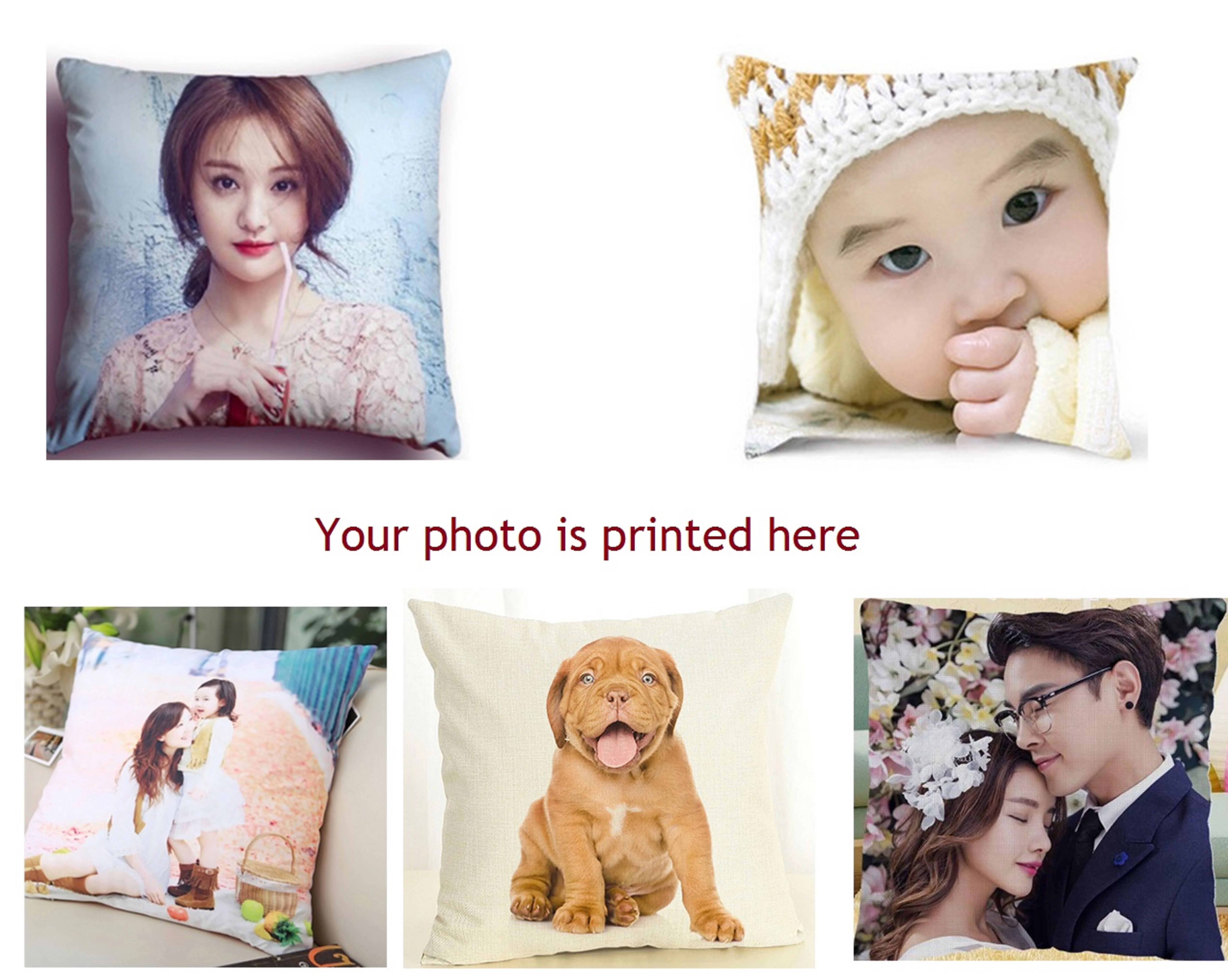 WL candy L wedding photo pet couple private custom pillowcase DIY 45 * 45cm home sofa car decoration cotton linen cushion cover | Дом и сад