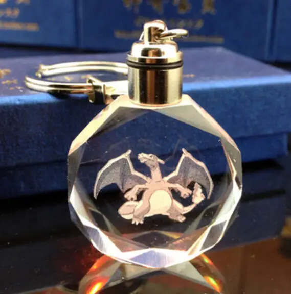 

pokemon pikachu Charizard Crystal Key Chain LED light Pendant KH09 NEW