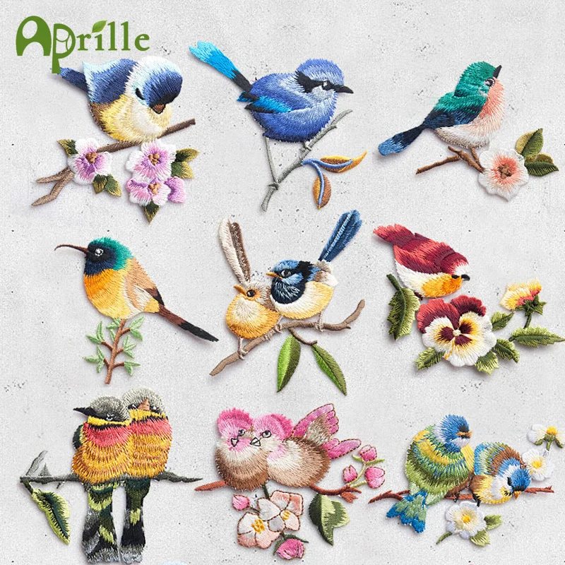 

Bird with Flower Iron on Patches for Clothing Embroidery Applique DIY Hat Coat Dress Accessories Clothes Sticker Stripes Badge