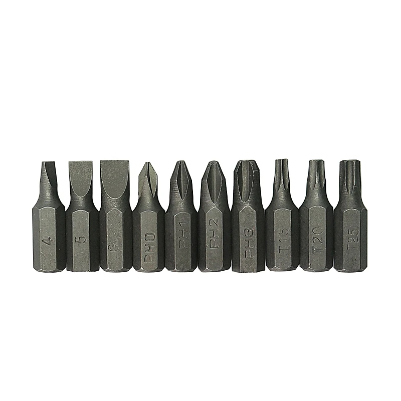 

10pcs 1/4" 6.35mm PZ2 Hex Pozi Screwdriver Bits 25mm Sliver Hex Tools Kit Set PH1 PH2 T15 T20