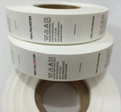 1000 шт./roll точечной поставки для хранения Синтетическая клейкая лента белый этикетке стиральная этикетка на английском языке одежды печати этикеток
