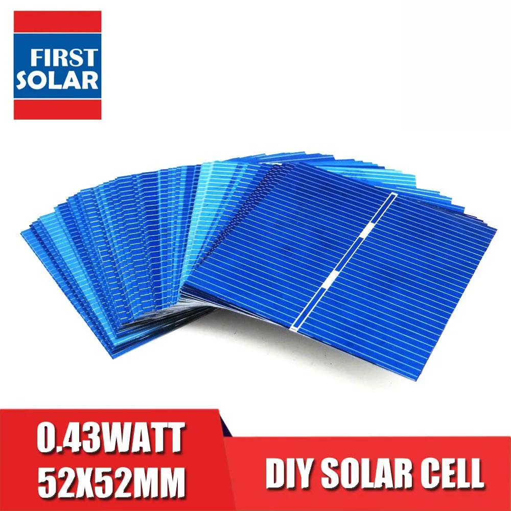50 шт. x 0 43 Вт 52X52mm панели солнечных батарей Painel Cells DIY зарядное устройство