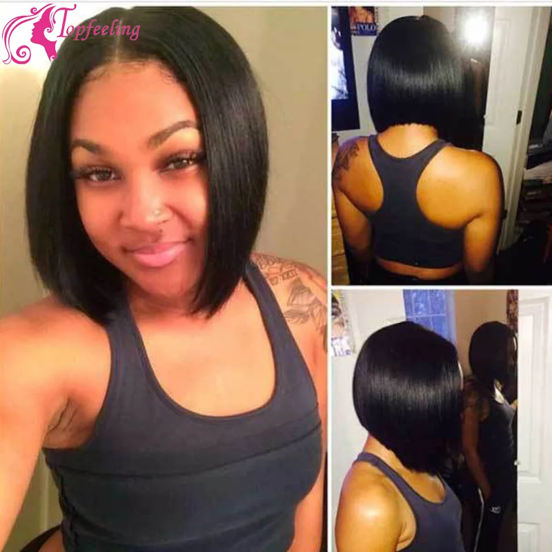 

150 Density 7A 100% Brazilian Full Lace Wig Middle Part/Glueless Human Lace Front Bob Wig Short With Baby Hair For Black Women