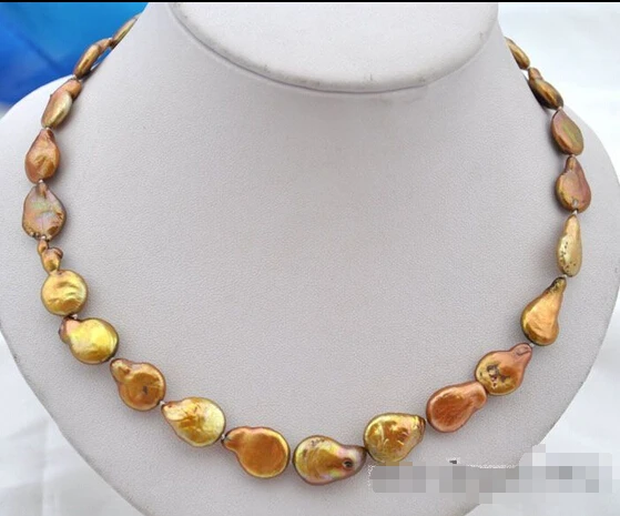

Wholesale FREE SHIPPING 18" 16mm baroque Dark Bronze freshwater pearl necklace