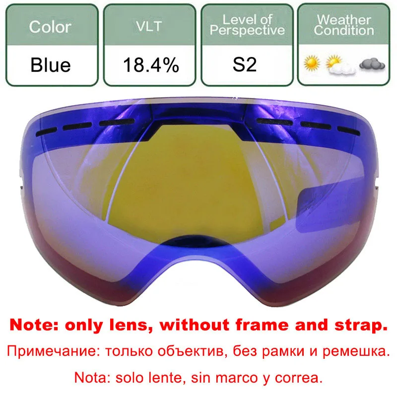 LOCLE лыжные очки с двойными линзами, анти-туман, УФ 400, лыжные очки для мужчин и женщин, Лыжный спорт, сноуборд, скейтборд, снежные очки, лыжная маска - Цвет: Blue Lens