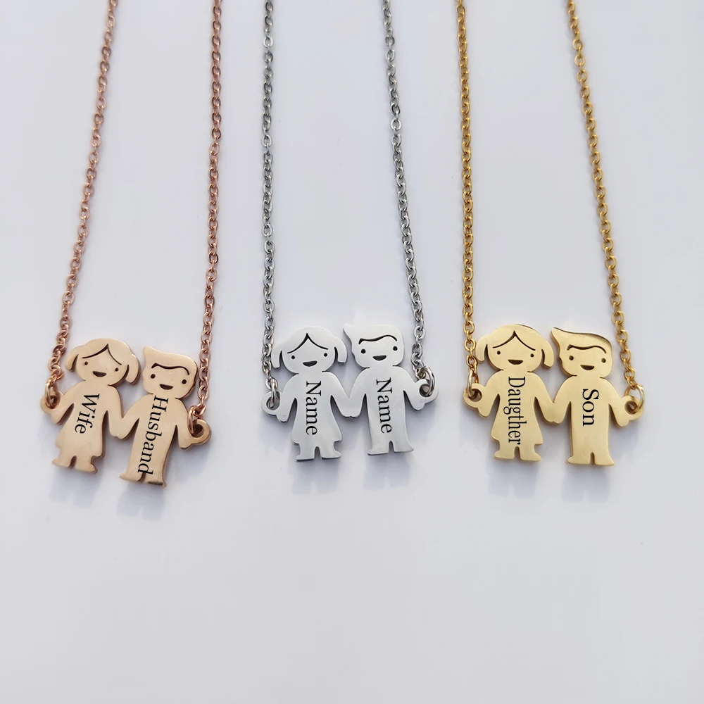 

Baby Boy Girl Custom Necklace Family Love Mom Dad Son Daughter Necklaces Gifts Stainless Steel Pendants Engraved Name Date