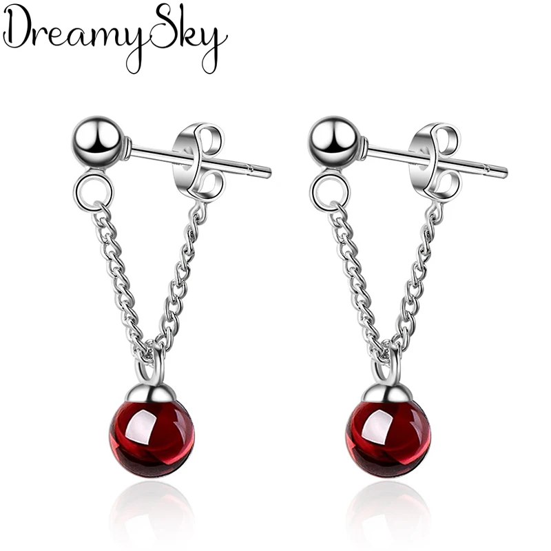 

Trendy Ladies Bijoux 925 Sterling Silver Red Ball Earrings For Women Girls Statement Earrings Pendientes Brincos Wholesale