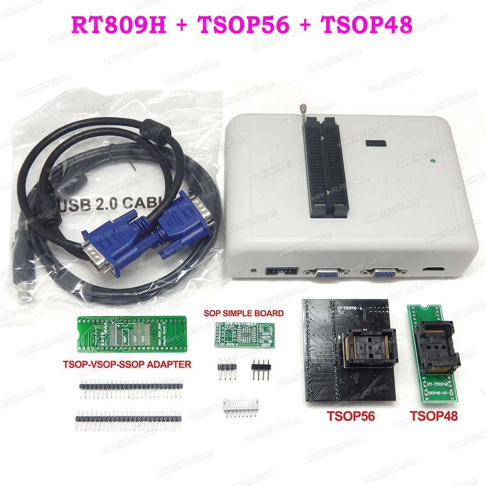 

Free Shipping Original RT809H EMMC-Nand FLASH USB Programmer + TSOP48 Adapter + TSOP56 Adapter Scoket Update of RT809F