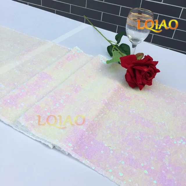 12 X 120 Premium Quality Sequin Table Runner Sparkly Changed White 12 X 120 Premium Quality Sequin Table Runner Sparkly Changed White