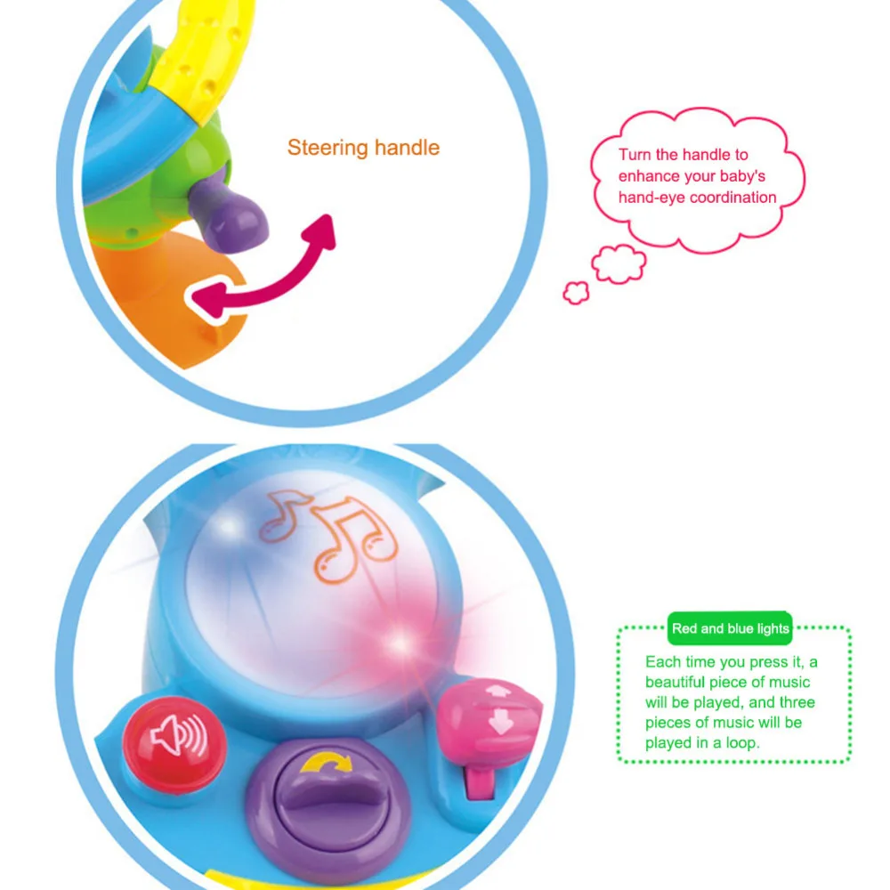 Детский многофункциональный электрический светильник с имитацией рулевого колеса, музыкальное рулевое колесо, детские развивающие игры, игрушки