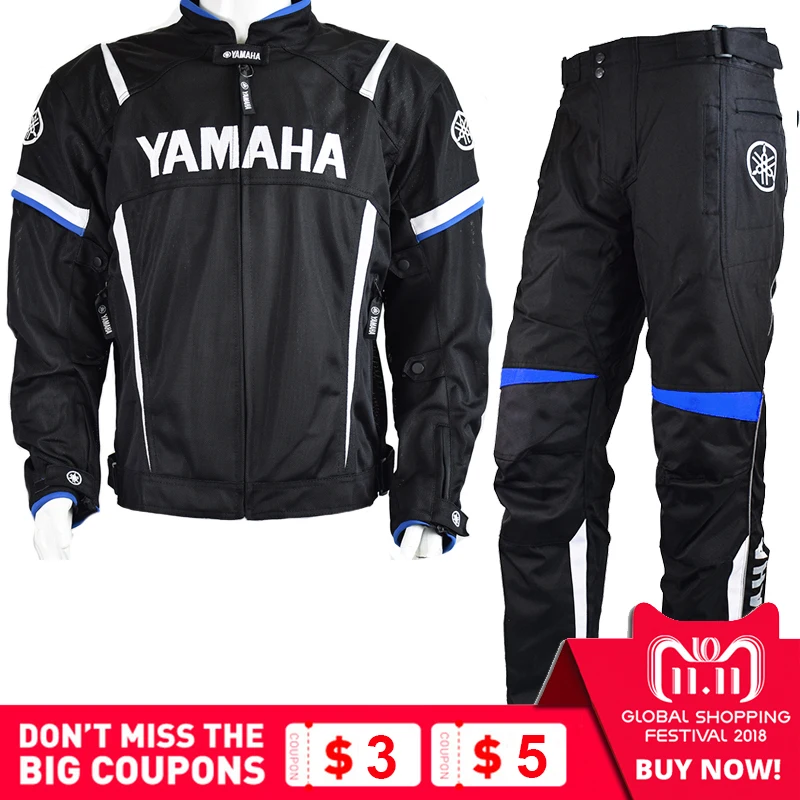 

MotoGP 2018 Motorcycle Racing Jackets Pant For Yamaha Team Motorbike Jacket Blue Suit Pants Winter Keep Warm Removable Liner