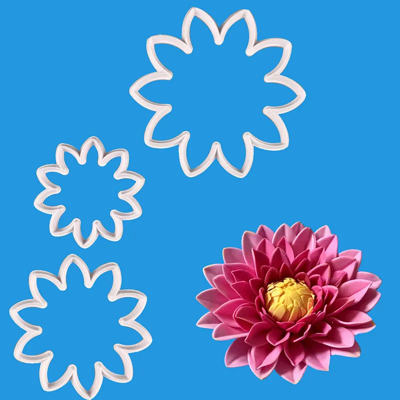 

TTLIFE 3pcs Dahlia Petal Plastic Cookie Cutter Flower Candy Biscuit Mold Fondant Sugarcraft Confectionery Baking Decorating Tool